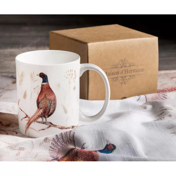 Maison d Hermine Coffee Mug with Handles Easy to Hold 15 Oz Fine Bone China Mug Pack of One for Hot Beverages Cappuccino Cocoa Milk Other Liquid Office Kelim  Last Days of Summer20  Faisan DAutomne  Matin DAutomne