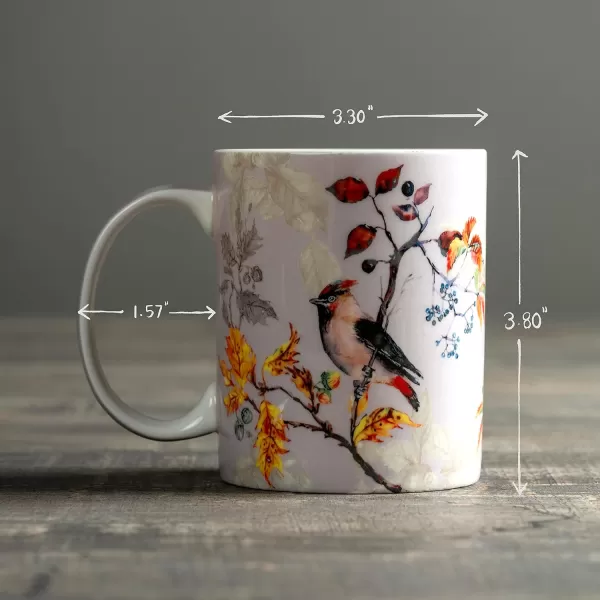 Maison d Hermine Coffee Mug with Handles Easy to Hold 15 Oz Fine Bone China Mug Pack of One for Hot Beverages Cappuccino Cocoa Milk Other Liquid Office Kelim  Last Days of Summer23  Equinoxe  Grey  Sparrow