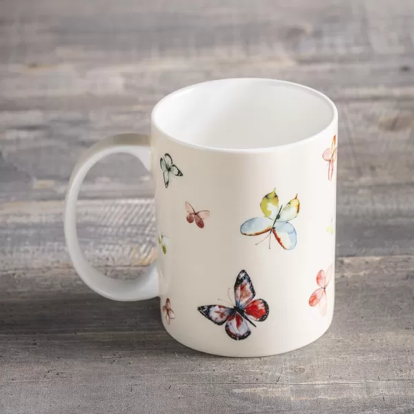 Maison d Hermine Coffee Mug with Handles Easy to Hold 15 Oz Fine Bone China Mug Pack of One for Hot Beverages Cappuccino Cocoa Milk Other Liquid Office Kelim  Last Days of Summer05  Botanical Fresh  Butterflies