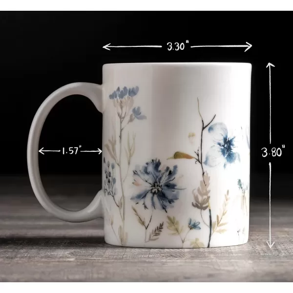 Maison d Hermine Coffee Mug with Handles Easy to Hold 15 Oz Fine Bone China Mug Pack of One for Hot Beverages Cappuccino Cocoa Milk Other Liquid Office Kelim  Last Days of Summer10  Ice Florals  Forsty Morning
