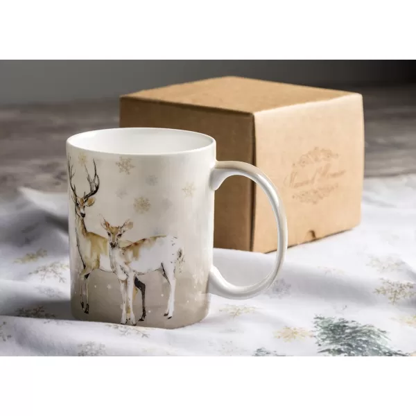 Maison d Hermine Coffee Mug with Handles Easy to Hold 15 Oz Fine Bone China Mug Pack of One for Hot Beverages Cappuccino Cocoa Milk Other Liquid Office Kelim  Last Days of Summer04  Deer In The Woods  Oh Deer