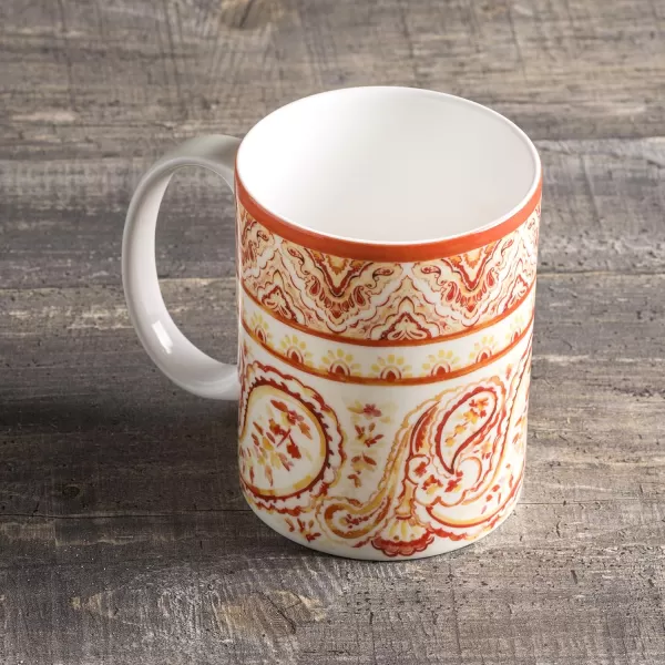 Maison d Hermine Coffee Mug with Handles Easy to Hold 15 Oz Fine Bone China Mug Pack of One for Hot Beverages Cappuccino Cocoa Milk Other Liquid Office Kelim  Last Days of Summer25  Palatial Paisley  Indian Summer