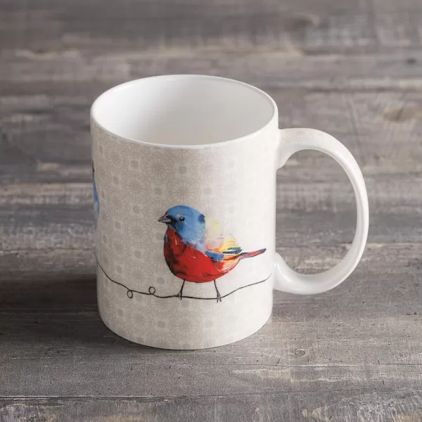 Maison d Hermine Coffee Mug with Handles Easy to Hold 15 Oz Fine Bone China Mug Pack of One for Hot Beverages Cappuccino Cocoa Milk Other Liquid Office Kelim  Last Days of Summer07  Birdies On Wire  Robin