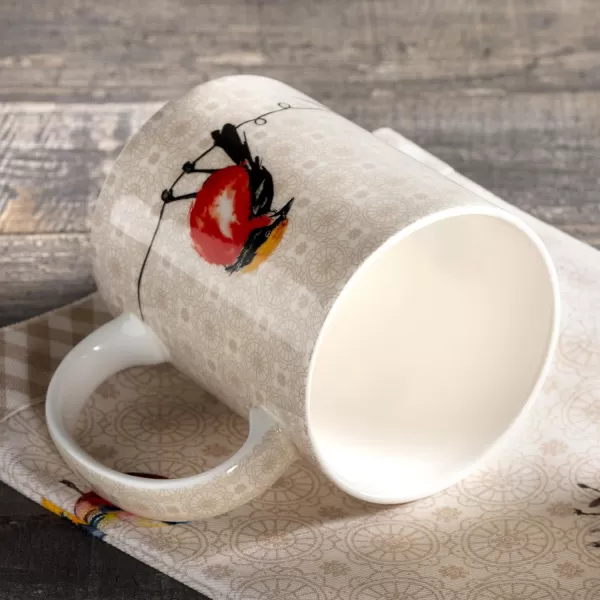 Maison d Hermine Coffee Mug with Handles Easy to Hold 15 Oz Fine Bone China Mug Pack of One for Hot Beverages Cappuccino Cocoa Milk Other Liquid Office Kelim  Last Days of Summer07  Birdies On Wire  Nuthatch