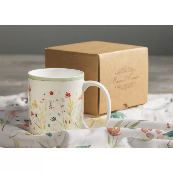 Maison d Hermine Coffee Mug with Handles Easy to Hold 15 Oz Fine Bone China Mug Pack of One for Hot Beverages Cappuccino Cocoa Milk Other Liquid Office Kelim  Last Days of Summer02  Colmar  Green