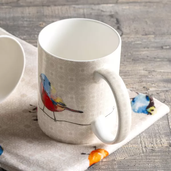 Maison d Hermine Coffee Mug with Handles Easy to Hold 15 Oz Fine Bone China Mug Pack of One for Hot Beverages Cappuccino Cocoa Milk Other Liquid Office Kelim  Last Days of Summer07  Birdies On Wire  Robin