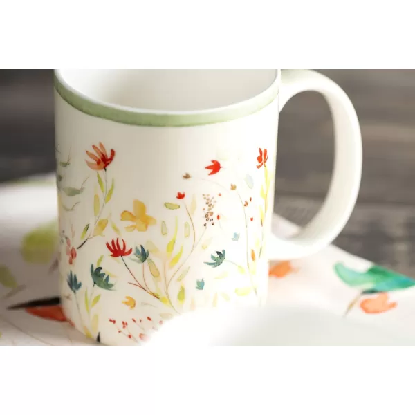 Maison d Hermine Coffee Mug with Handles Easy to Hold 15 Oz Fine Bone China Mug Pack of One for Hot Beverages Cappuccino Cocoa Milk Other Liquid Office Kelim  Last Days of Summer02  Colmar  Green