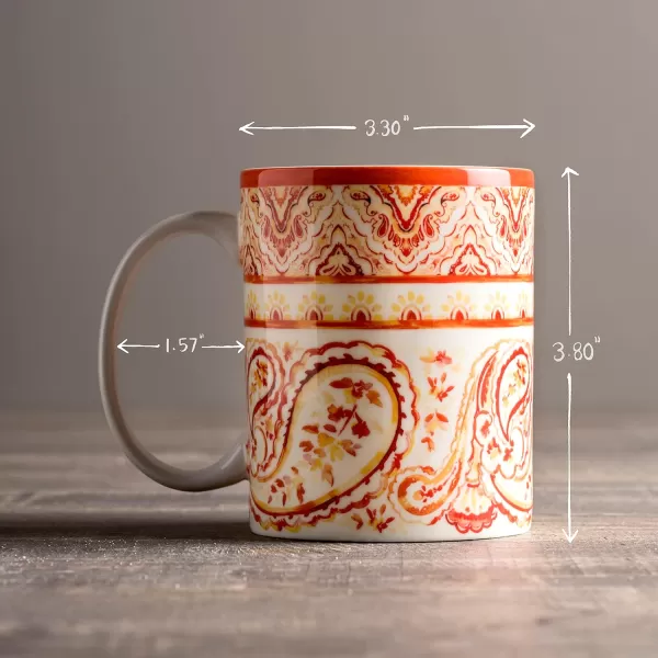 Maison d Hermine Coffee Mug with Handles Easy to Hold 15 Oz Fine Bone China Mug Pack of One for Hot Beverages Cappuccino Cocoa Milk Other Liquid Office Kelim  Last Days of Summer25  Palatial Paisley  Indian Summer