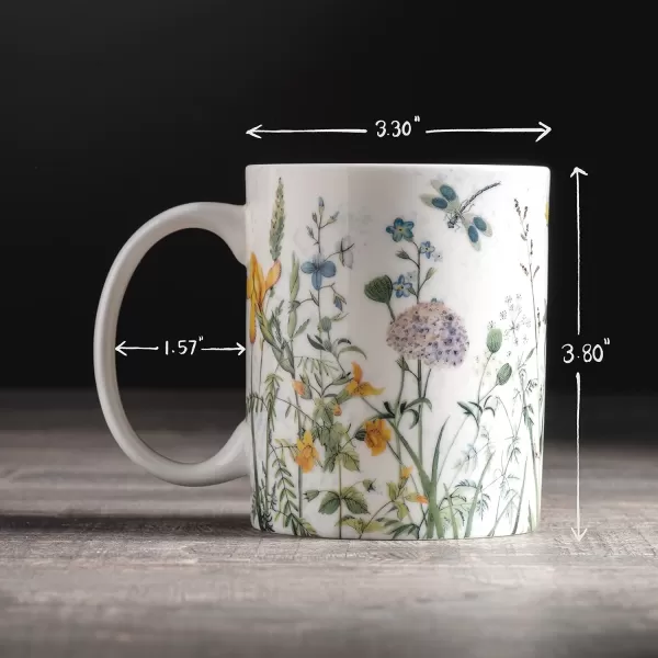 Maison d Hermine Coffee Mug with Handles Easy to Hold 15 Oz Fine Bone China Mug Pack of One for Hot Beverages Cappuccino Cocoa Milk Other Liquid Office Kelim  Last Days of Summer01  Fleurs De Mai  Floral