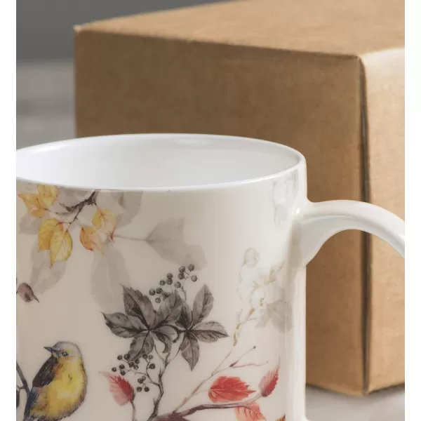 Maison d Hermine Coffee Mug with Handles Easy to Hold 15 Oz Fine Bone China Mug Pack of One for Hot Beverages Cappuccino Cocoa Milk Other Liquid Office Kelim  Last Days of Summer06  Equinoxe  Beige  Passerine