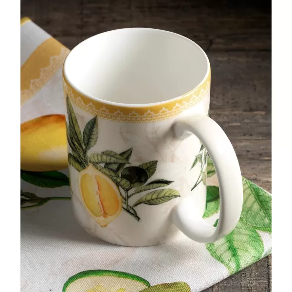 Maison d Hermine Coffee Mug with Handles Easy to Hold 15 Oz Fine Bone China Mug Pack of One for Hot Beverages Cappuccino Cocoa Milk Other Liquid Office Kelim  Last Days of Summer09  Limoncello  Verna