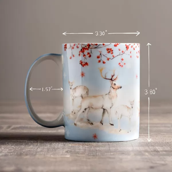 Maison d Hermine Coffee Mug with Handles Easy to Hold 15 Oz Fine Bone China Mug Pack of One for Hot Beverages Cappuccino Cocoa Milk Other Liquid Office Kelim  Last Days of Summer24  Fairytale Forest  Snow Stag