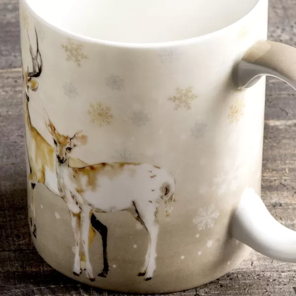 Maison d Hermine Coffee Mug with Handles Easy to Hold 15 Oz Fine Bone China Mug Pack of One for Hot Beverages Cappuccino Cocoa Milk Other Liquid Office Kelim  Last Days of Summer04  Deer In The Woods  Oh Deer