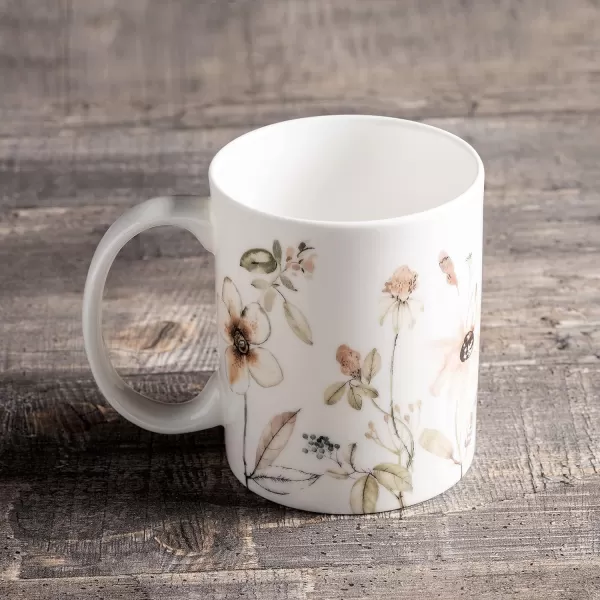 Maison d Hermine Coffee Mug with Handles Easy to Hold 15 Oz Fine Bone China Mug Pack of One for Hot Beverages Cappuccino Cocoa Milk Other Liquid Office Kelim  Last Days of Summer10  Ice Florals  Romantic Morning