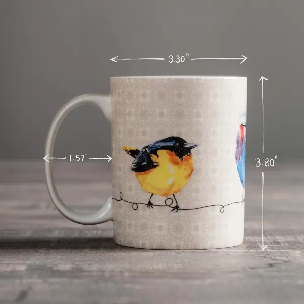 Maison d Hermine Coffee Mug with Handles Easy to Hold 15 Oz Fine Bone China Mug Pack of One for Hot Beverages Cappuccino Cocoa Milk Other Liquid Office Kelim  Last Days of Summer07  Birdies On Wire  Nuthatch