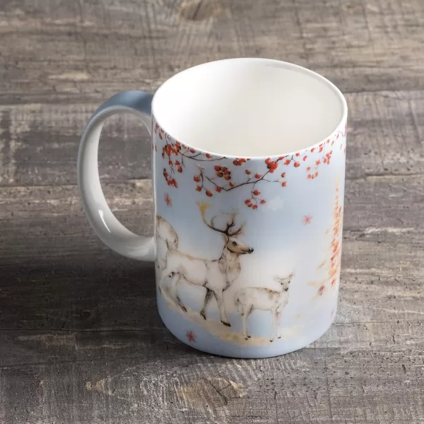 Maison d Hermine Coffee Mug with Handles Easy to Hold 15 Oz Fine Bone China Mug Pack of One for Hot Beverages Cappuccino Cocoa Milk Other Liquid Office Kelim  Last Days of Summer24  Fairytale Forest  Snow Stag