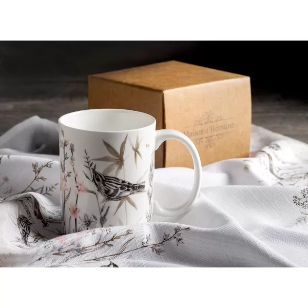 Maison d Hermine Coffee Mug with Handles Easy to Hold 15 Oz Fine Bone China Mug Pack of One for Hot Beverages Cappuccino Cocoa Milk Other Liquid Office Kelim  Last Days of Summer19  Meadow Florals  Meadow Mornings