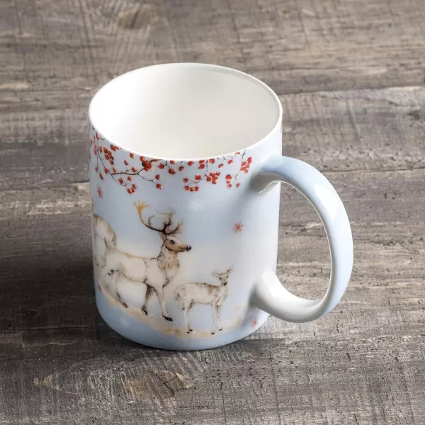 Maison d Hermine Coffee Mug with Handles Easy to Hold 15 Oz Fine Bone China Mug Pack of One for Hot Beverages Cappuccino Cocoa Milk Other Liquid Office Kelim  Last Days of Summer24  Fairytale Forest  Snow Stag