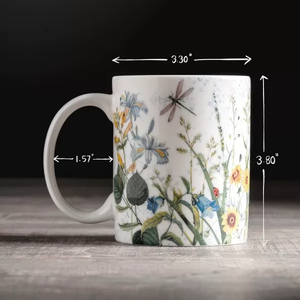 Maison d Hermine Coffee Mug with Handles Easy to Hold 15 Oz Fine Bone China Mug Pack of One for Hot Beverages Cappuccino Cocoa Milk Other Liquid Office Kelim  Last Days of Summer01  Fleurs De Mai  Prairie