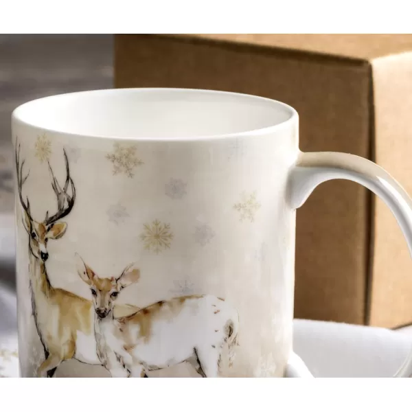 Maison d Hermine Coffee Mug with Handles Easy to Hold 15 Oz Fine Bone China Mug Pack of One for Hot Beverages Cappuccino Cocoa Milk Other Liquid Office Kelim  Last Days of Summer04  Deer In The Woods  Oh Deer