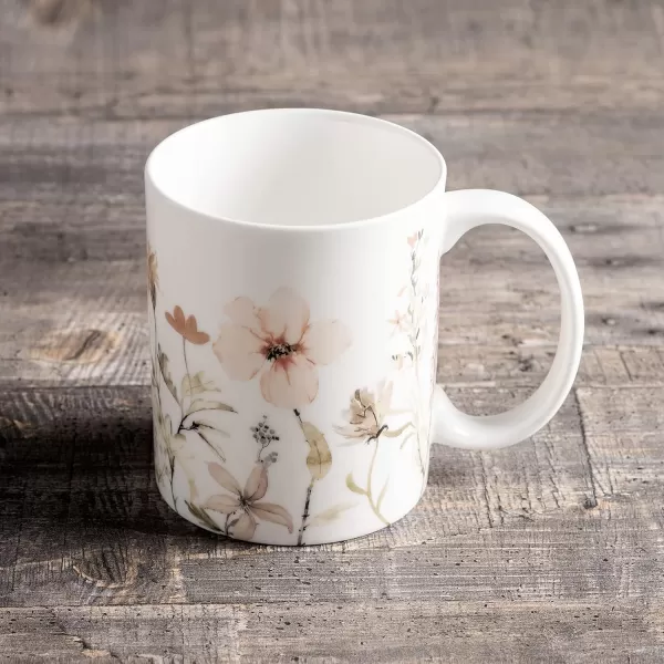 Maison d Hermine Coffee Mug with Handles Easy to Hold 15 Oz Fine Bone China Mug Pack of One for Hot Beverages Cappuccino Cocoa Milk Other Liquid Office Kelim  Last Days of Summer10  Ice Florals  Romantic Morning