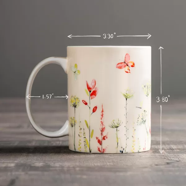 Maison d Hermine Coffee Mug with Handles Easy to Hold 15 Oz Fine Bone China Mug Pack of One for Hot Beverages Cappuccino Cocoa Milk Other Liquid Office Kelim  Last Days of Summer05  Botanical Fresh  Meadow