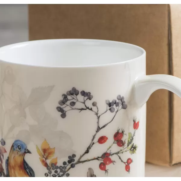 Maison d Hermine Coffee Mug with Handles Easy to Hold 15 Oz Fine Bone China Mug Pack of One for Hot Beverages Cappuccino Cocoa Milk Other Liquid Office Kelim  Last Days of Summer06  Equinoxe  Beige  Sparrow