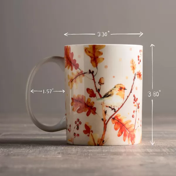 Maison d Hermine Coffee Mug with Handles Easy to Hold 15 Oz Fine Bone China Mug Pack of One for Hot Beverages Cappuccino Cocoa Milk Other Liquid Office Kelim  Last Days of Summer22  Oak Leaves  Robin Loves Berries