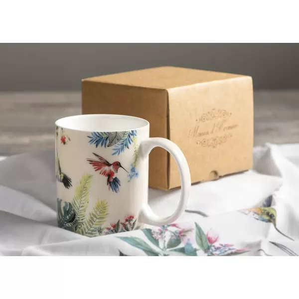 Maison d Hermine Coffee Mug with Handles Easy to Hold 15 Oz Fine Bone China Mug Pack of One for Hot Beverages Cappuccino Cocoa Milk Other Liquid Office Kelim  Last Days of Summer12  Tropiques  Colibris