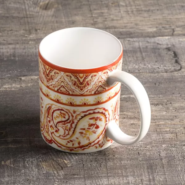 Maison d Hermine Coffee Mug with Handles Easy to Hold 15 Oz Fine Bone China Mug Pack of One for Hot Beverages Cappuccino Cocoa Milk Other Liquid Office Kelim  Last Days of Summer25  Palatial Paisley  Indian Summer