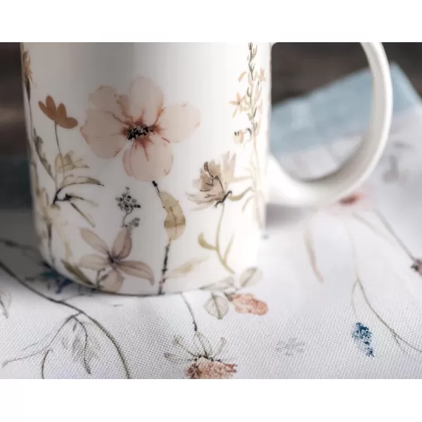 Maison d Hermine Coffee Mug with Handles Easy to Hold 15 Oz Fine Bone China Mug Pack of One for Hot Beverages Cappuccino Cocoa Milk Other Liquid Office Kelim  Last Days of Summer10  Ice Florals  Forsty Morning