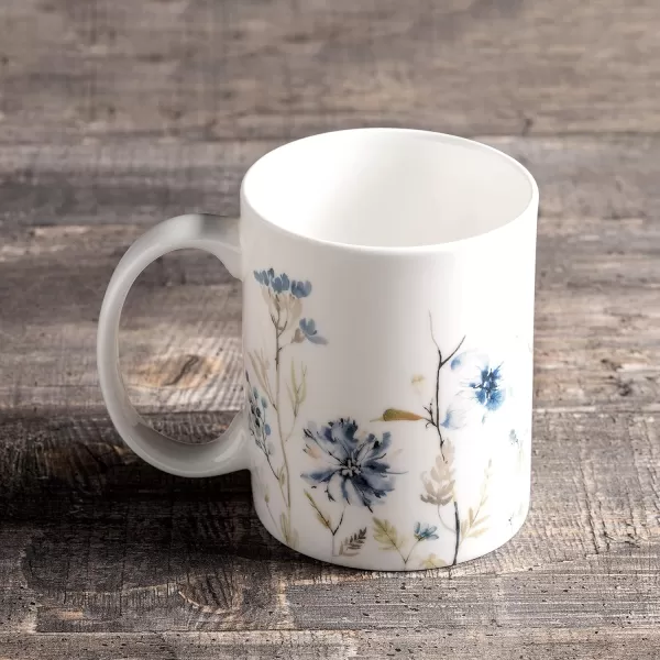 Maison d Hermine Coffee Mug with Handles Easy to Hold 15 Oz Fine Bone China Mug Pack of One for Hot Beverages Cappuccino Cocoa Milk Other Liquid Office Kelim  Last Days of Summer10  Ice Florals  Forsty Morning