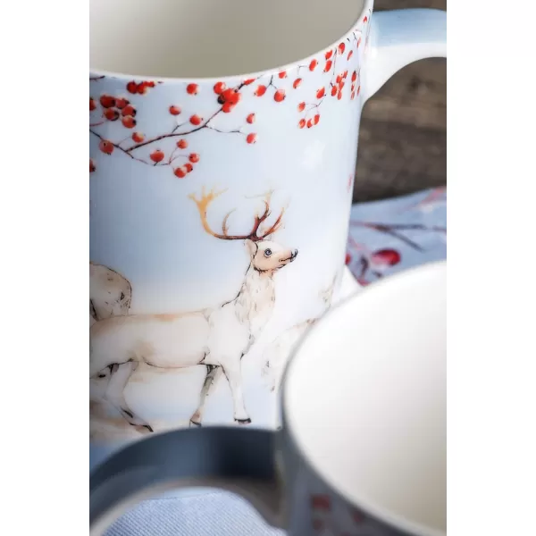 Maison d Hermine Coffee Mug with Handles Easy to Hold 15 Oz Fine Bone China Mug Pack of One for Hot Beverages Cappuccino Cocoa Milk Other Liquid Office Kelim  Last Days of Summer24  Fairytale Forest  Snow Stag