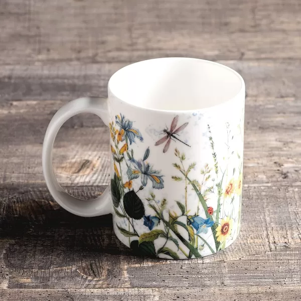 Maison d Hermine Coffee Mug with Handles Easy to Hold 15 Oz Fine Bone China Mug Pack of One for Hot Beverages Cappuccino Cocoa Milk Other Liquid Office Kelim  Last Days of Summer01  Fleurs De Mai  Prairie