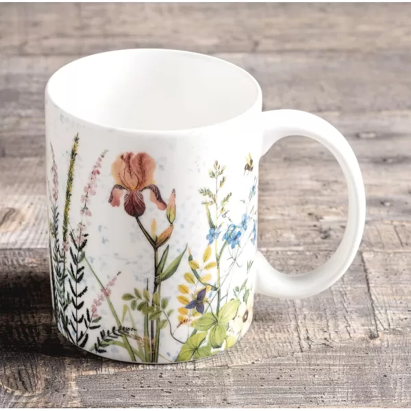 Maison d Hermine Coffee Mug with Handles Easy to Hold 15 Oz Fine Bone China Mug Pack of One for Hot Beverages Cappuccino Cocoa Milk Other Liquid Office Kelim  Last Days of Summer01  Fleurs De Mai  Prairie