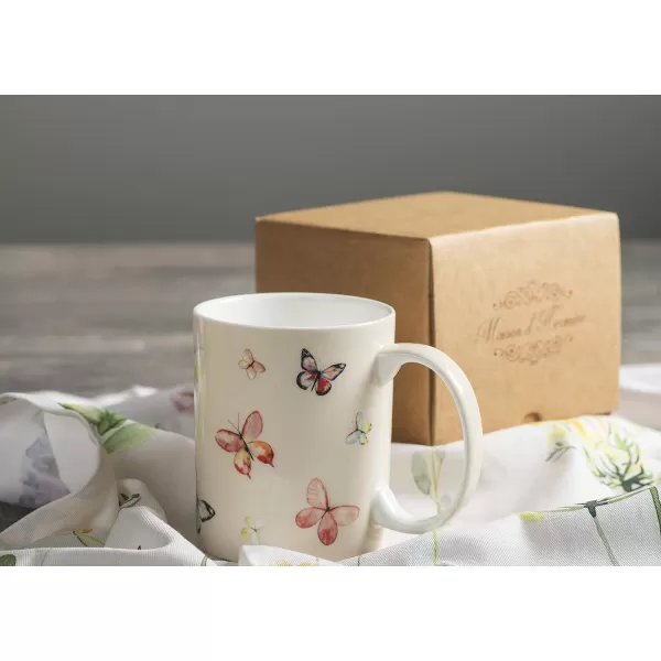 Maison d Hermine Coffee Mug with Handles Easy to Hold 15 Oz Fine Bone China Mug Pack of One for Hot Beverages Cappuccino Cocoa Milk Other Liquid Office Kelim  Last Days of Summer05  Botanical Fresh  Butterflies