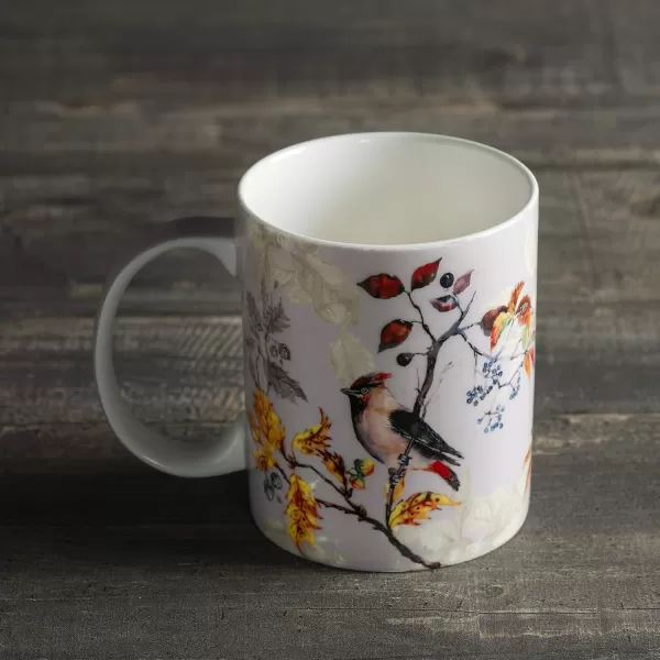 Maison d Hermine Coffee Mug with Handles Easy to Hold 15 Oz Fine Bone China Mug Pack of One for Hot Beverages Cappuccino Cocoa Milk Other Liquid Office Kelim  Last Days of Summer23  Equinoxe  Grey  Sparrow