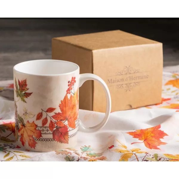 Maison d Hermine Coffee Mug with Handles Easy to Hold 15 Oz Fine Bone China Mug Pack of One for Hot Beverages Cappuccino Cocoa Milk Other Liquid Office Kelim  Last Days of Summer11  Amarante  Charmille