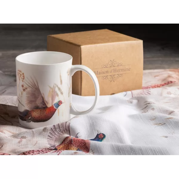 Maison d Hermine Coffee Mug with Handles Easy to Hold 15 Oz Fine Bone China Mug Pack of One for Hot Beverages Cappuccino Cocoa Milk Other Liquid Office Kelim  Last Days of Summer20  Faisan DAutomne  Vol libre