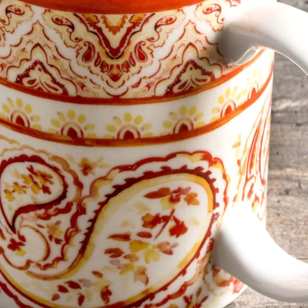 Maison d Hermine Coffee Mug with Handles Easy to Hold 15 Oz Fine Bone China Mug Pack of One for Hot Beverages Cappuccino Cocoa Milk Other Liquid Office Kelim  Last Days of Summer25  Palatial Paisley  Indian Summer
