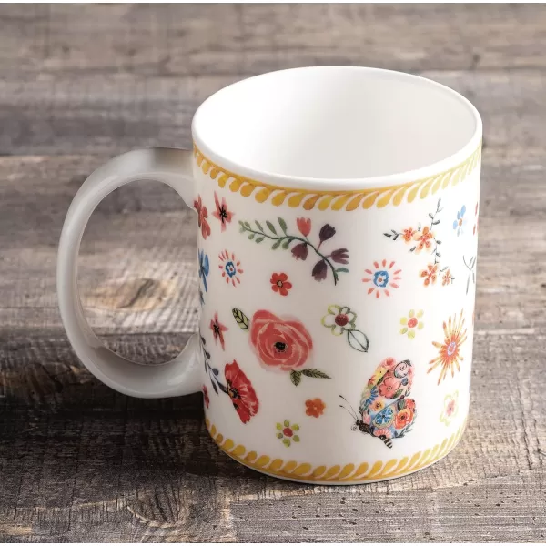 Maison d Hermine Coffee Mug with Handles Easy to Hold 15 Oz Fine Bone China Mug Pack of One for Hot Beverages Cappuccino Cocoa Milk Other Liquid Office Kelim  Last Days of Summer28  Happy Florals  Sweety  Summer Morning