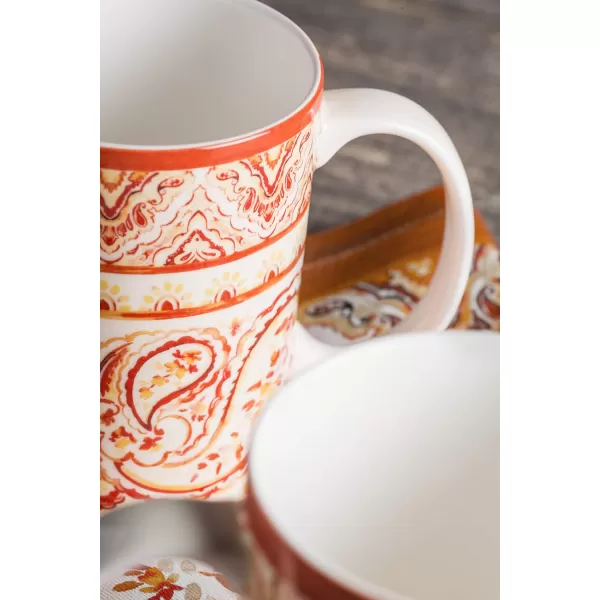 Maison d Hermine Coffee Mug with Handles Easy to Hold 15 Oz Fine Bone China Mug Pack of One for Hot Beverages Cappuccino Cocoa Milk Other Liquid Office Kelim  Last Days of Summer25  Palatial Paisley  Indian Summer