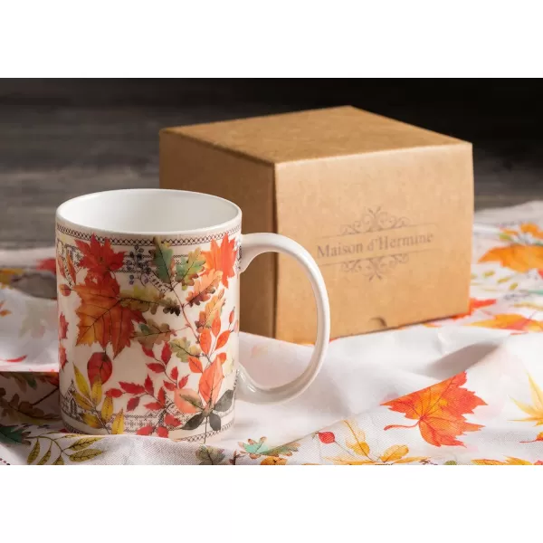 Maison d Hermine Coffee Mug with Handles Easy to Hold 15 Oz Fine Bone China Mug Pack of One for Hot Beverages Cappuccino Cocoa Milk Other Liquid Office Kelim  Last Days of Summer11  Amarante  Automne