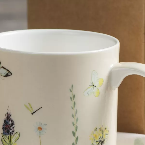 Maison d Hermine Coffee Mug with Handles Easy to Hold 15 Oz Fine Bone China Mug Pack of One for Hot Beverages Cappuccino Cocoa Milk Other Liquid Office Kelim  Last Days of Summer05  Botanical Fresh  Meadow