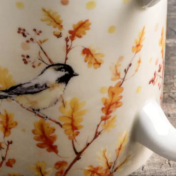 Maison d Hermine Coffee Mug with Handles Easy to Hold 15 Oz Fine Bone China Mug Pack of One for Hot Beverages Cappuccino Cocoa Milk Other Liquid Office Kelim  Last Days of Summer22  Oak Leaves  Jay  Friends
