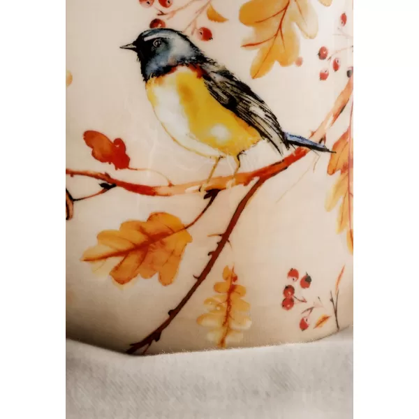 Maison d Hermine Coffee Mug with Handles Easy to Hold 15 Oz Fine Bone China Mug Pack of One for Hot Beverages Cappuccino Cocoa Milk Other Liquid Office Kelim  Last Days of Summer22  Oak Leaves  Robin Loves Berries