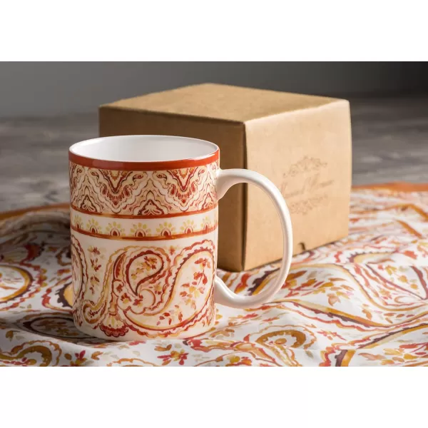 Maison d Hermine Coffee Mug with Handles Easy to Hold 15 Oz Fine Bone China Mug Pack of One for Hot Beverages Cappuccino Cocoa Milk Other Liquid Office Kelim  Last Days of Summer25  Palatial Paisley  Indian Summer