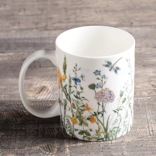 Maison d Hermine Coffee Mug with Handles Easy to Hold 15 Oz Fine Bone China Mug Pack of One for Hot Beverages Cappuccino Cocoa Milk Other Liquid Office Kelim  Last Days of Summer01  Fleurs De Mai  Floral