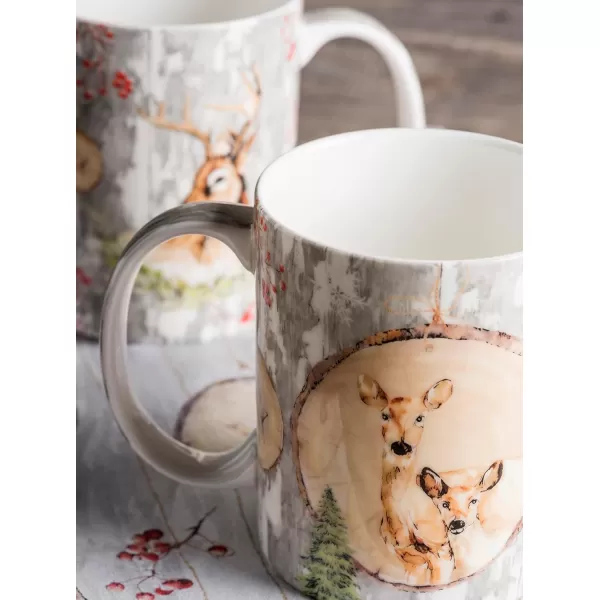 Maison d Hermine Coffee Mug with Handles Easy to Hold 15 Oz Fine Bone China Mug Pack of Two for Hot Beverages Cappuccino Cocoa Milk Other Liquid Office Colmar27  Mountain Life