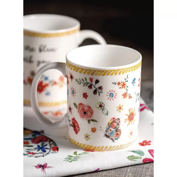 Maison d Hermine Coffee Mug with Handles Easy to Hold 15 Oz Fine Bone China Mug Pack of Two for Hot Beverages Cappuccino Cocoa Milk Other Liquid Office Colmar28  Happy Florals  Sweety  Sweety